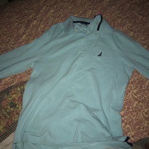 Aqua blue long-sleeve nautica polo shirt